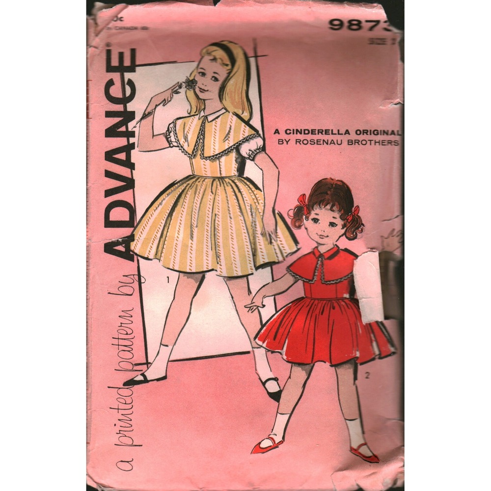 Vintage Advance 9873 Cinderella Original Rosenau Brothers Child Dress‎ Pattern 2